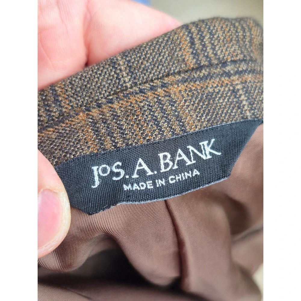 Jos A Bank Signature Collection Mens Brown Plaid 2 Button Blazer Sport Coat 42 R